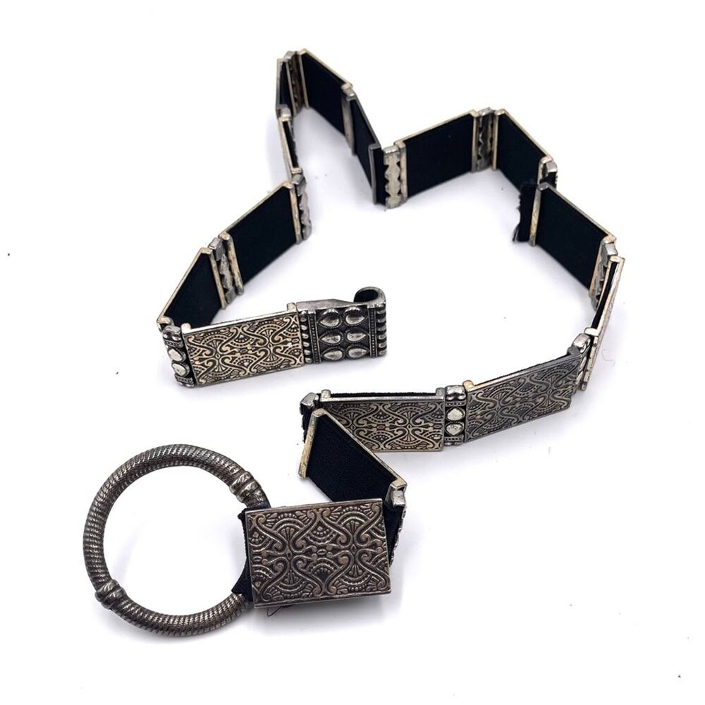 VINTAGE 80's elastic conchos style belt size LARGE (see descrip)